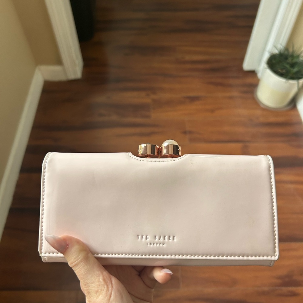 Ted Baker Light Pink Wallet Clutch with Gold Accent